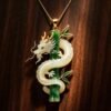 New Chinese-style Dragon Embracing Bamboo Pendant Necklace — Metal Relief, National Trend Cultural Creative Pendant, Niche Premium Feel, Oriental Style Accessory.