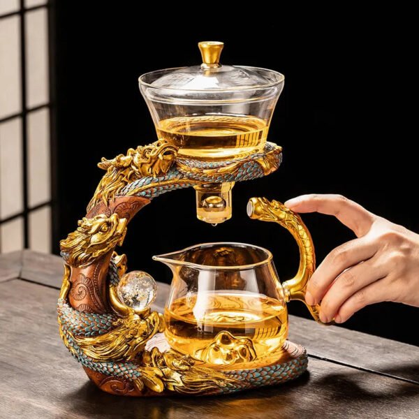 Year of the Dragon new glass automatic tea set set for home lazy people teapot kungfu tea cup office tea making artifact